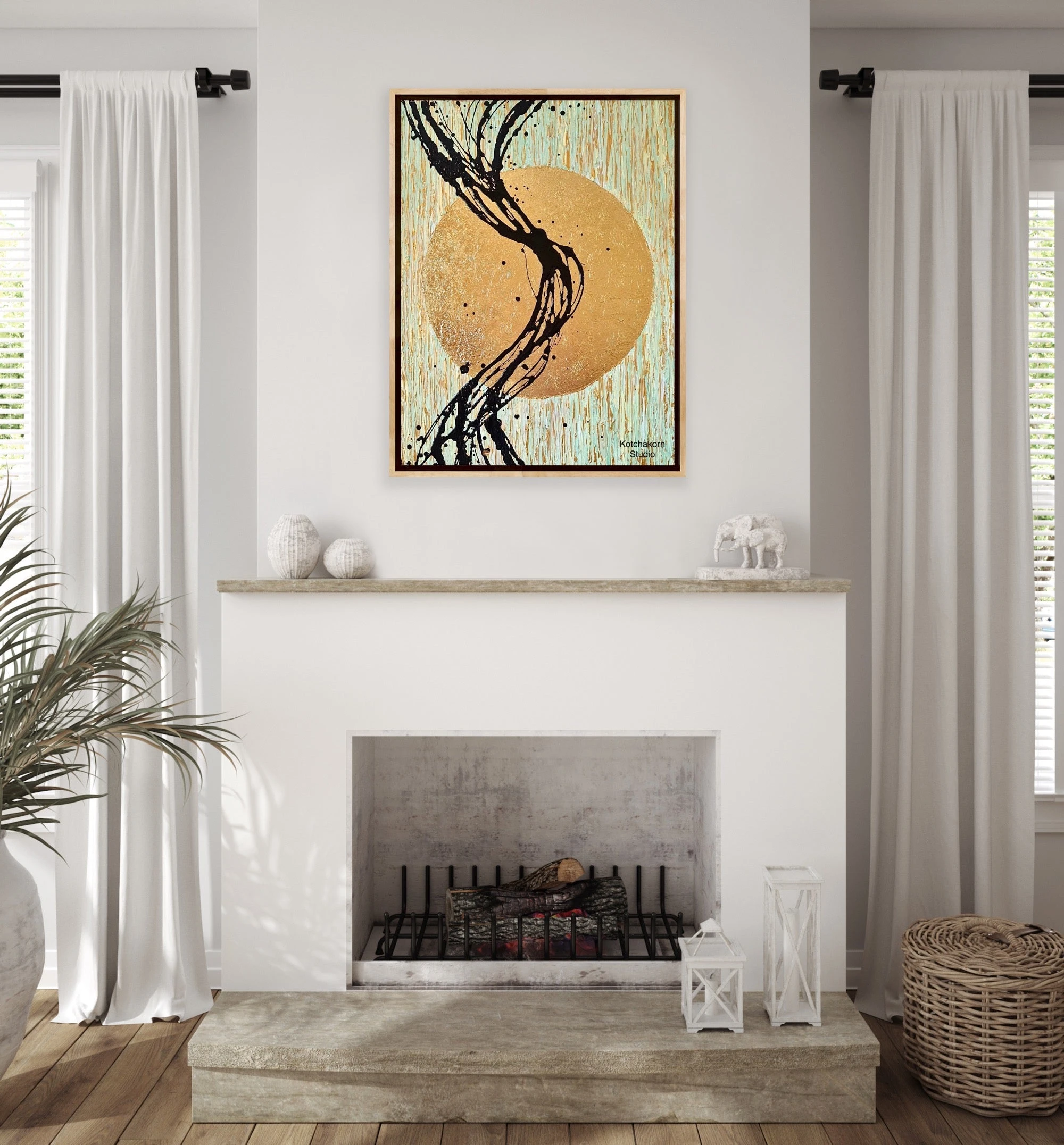 Bamboo & Waves (80x60cm)
