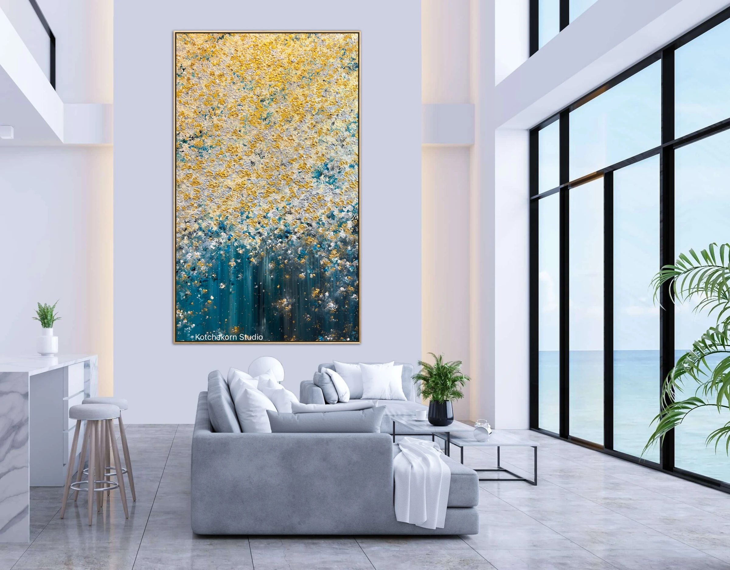 Golden Waterfall of the Gentle Giant (200x120cm)