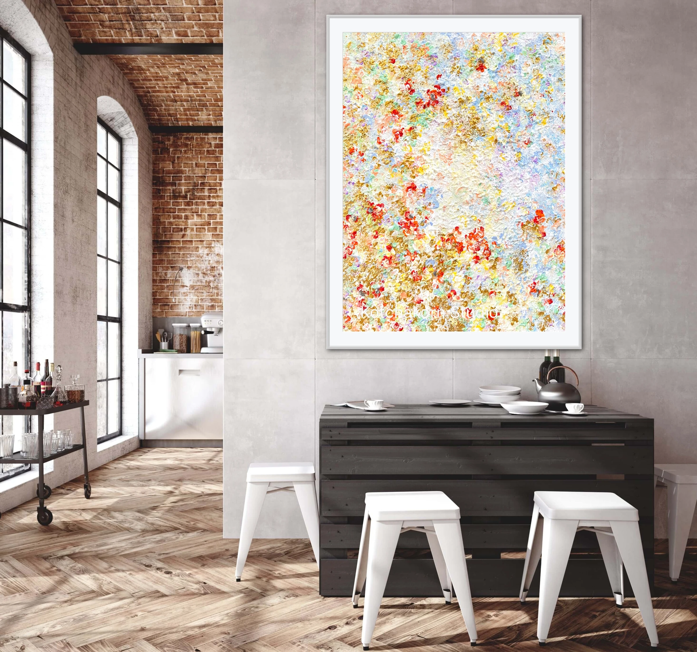 The Flow of the Sparkling Koi Fish (100x80cm)